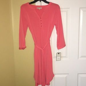 Coral shirt dress